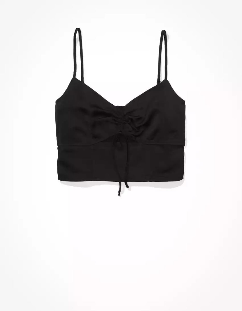 Chemises American Eagle AE Silky Cut-Out Cami Noir Femme | IAE-42360332